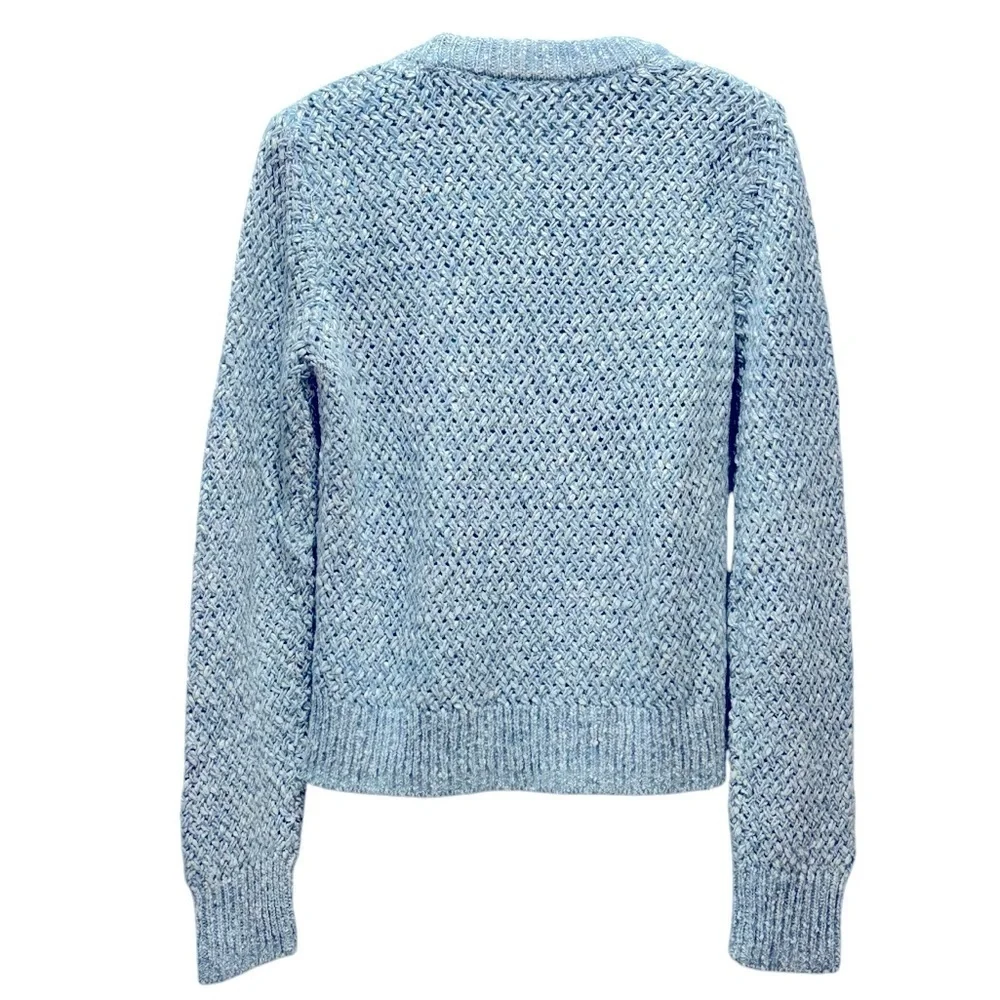 NEW J. CREW Factory Honeycomb-stitch‎ crewneck sweater in light blue Size XS
